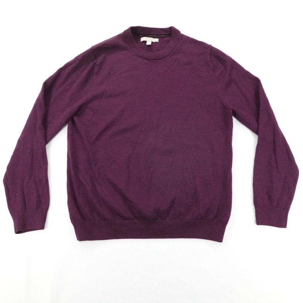 Nordstrom Sweater Mens L Purple Merino Wool Crewneck Classic‎ Minimalist Preppy